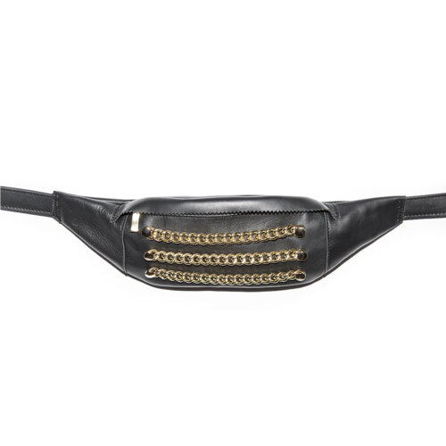 Fanny pack leather gold chain